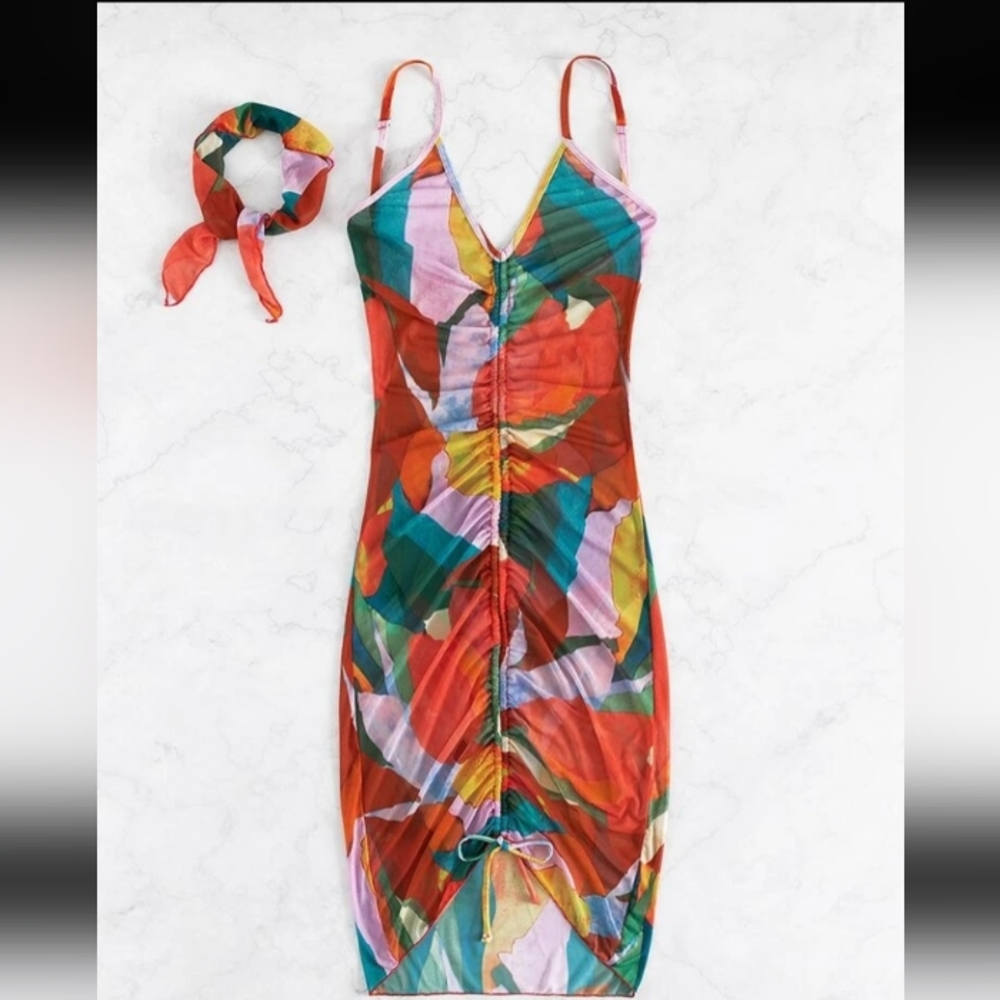 COLORBLOCK sheer mini dress - Picture 1 of 8
